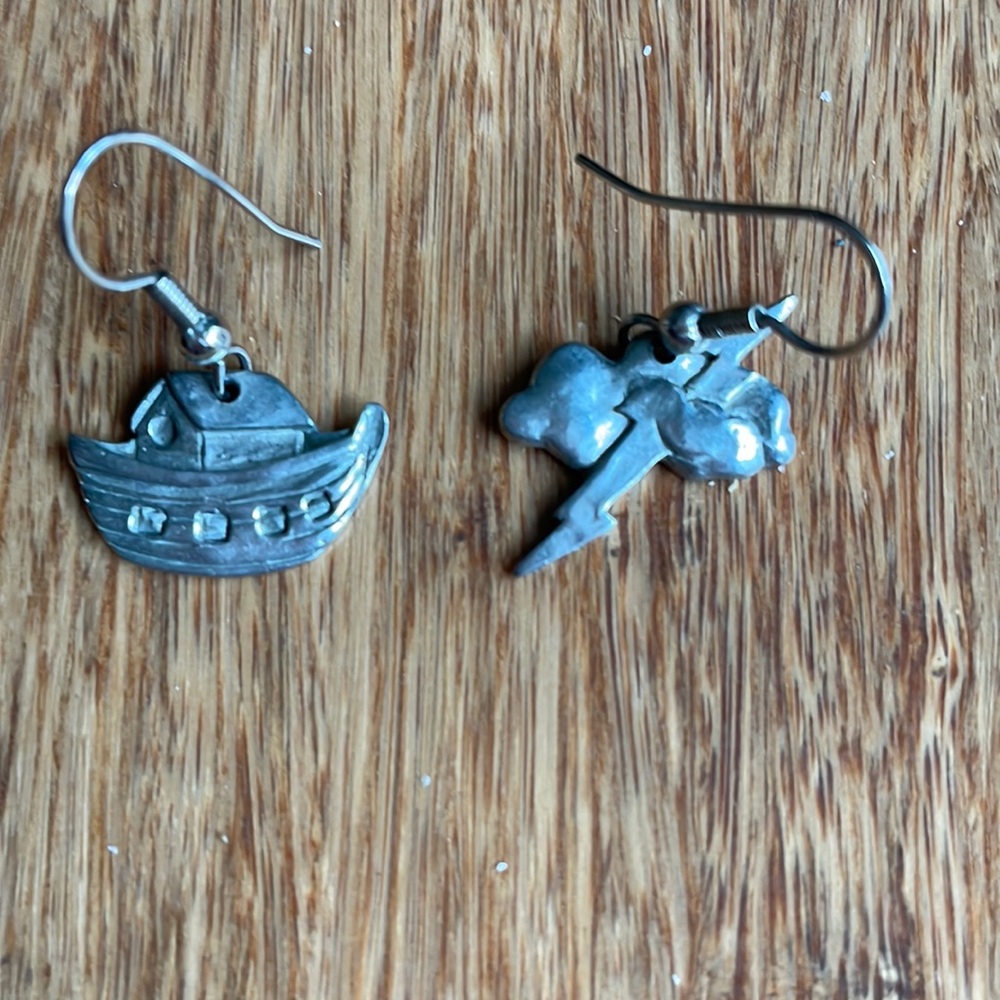 Noah’s ark pewter earrings